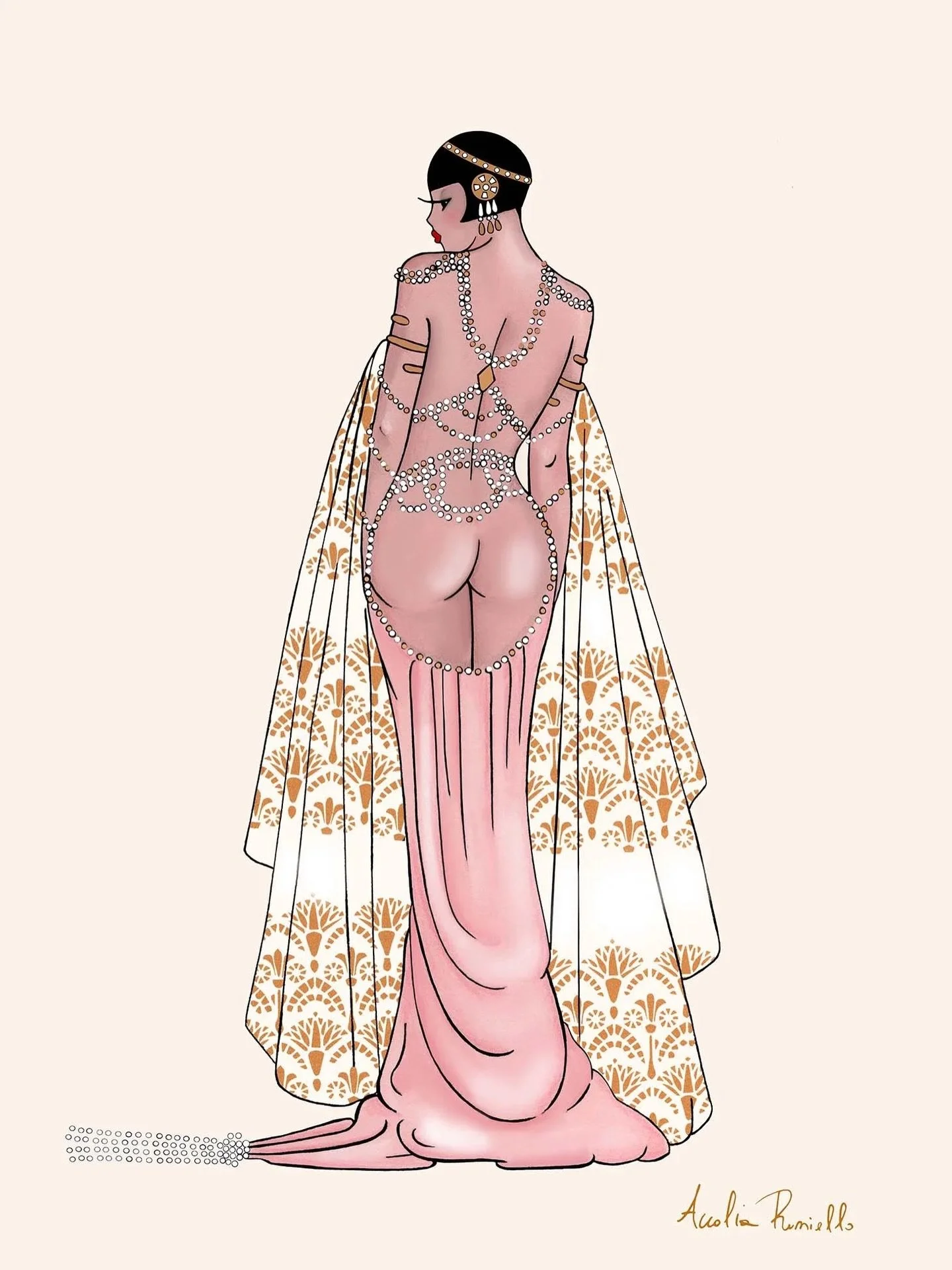 I love illustrating precious details: gold, feathers and pearls✨

#burlesqueart #womanartists #vintageillustration #eroticartist #madamedabi