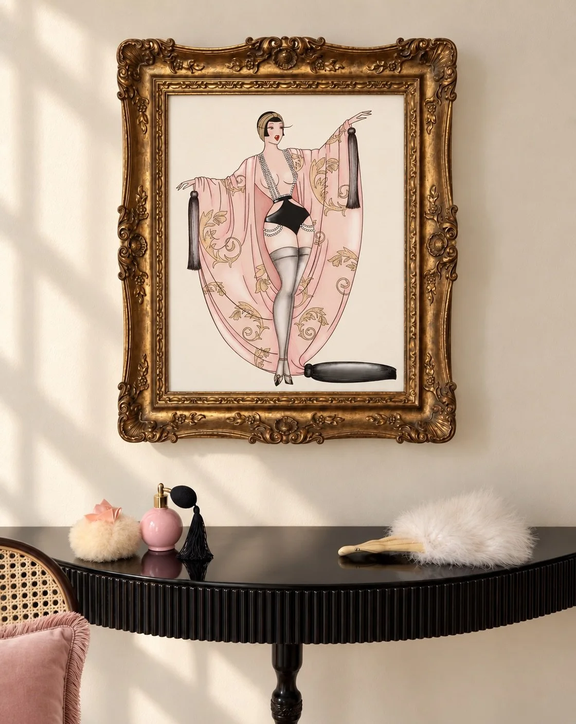 This illustration celebrates showgirls past and present who aren&rsquo;t afraid to take centre stage.

Burlesque art prints available in the shop.
Link in bio
#burlesque #womanartist #artdecostyle #madamedabi #decorhome