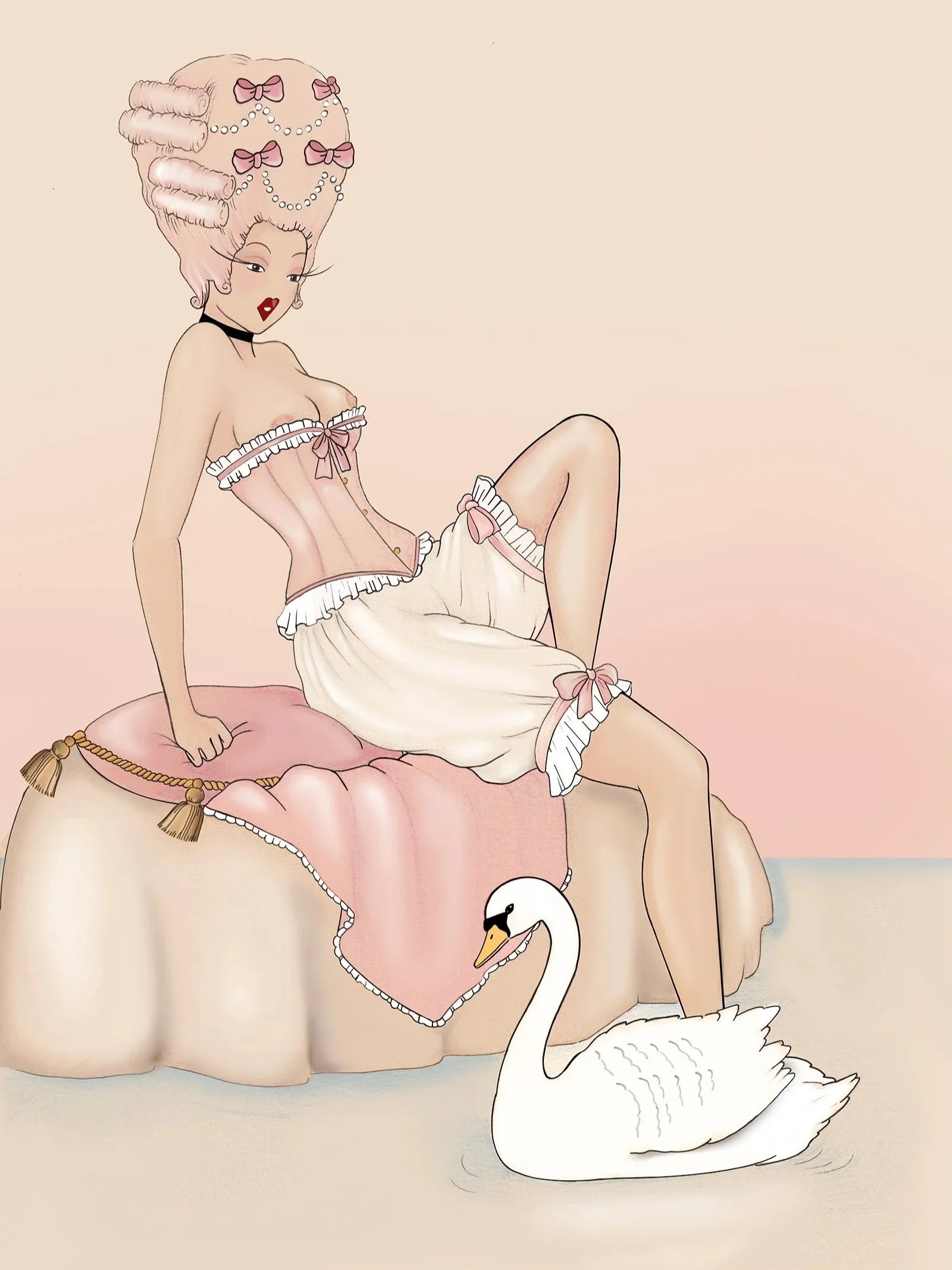 The Swan’s guise– Rococo Mythology Art Print