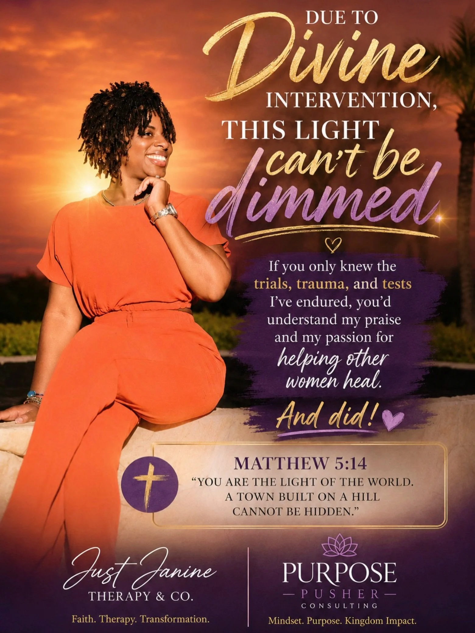 Allow me to reintroduce myself&hellip;

I&rsquo;m Janine. 💜✨

Clinical Psychotherapist. Doctoral Candidate. Christian woman passionate about helping women heal, renew their minds, and walk confidently in who God created them to be.

Here you&rsquo;l