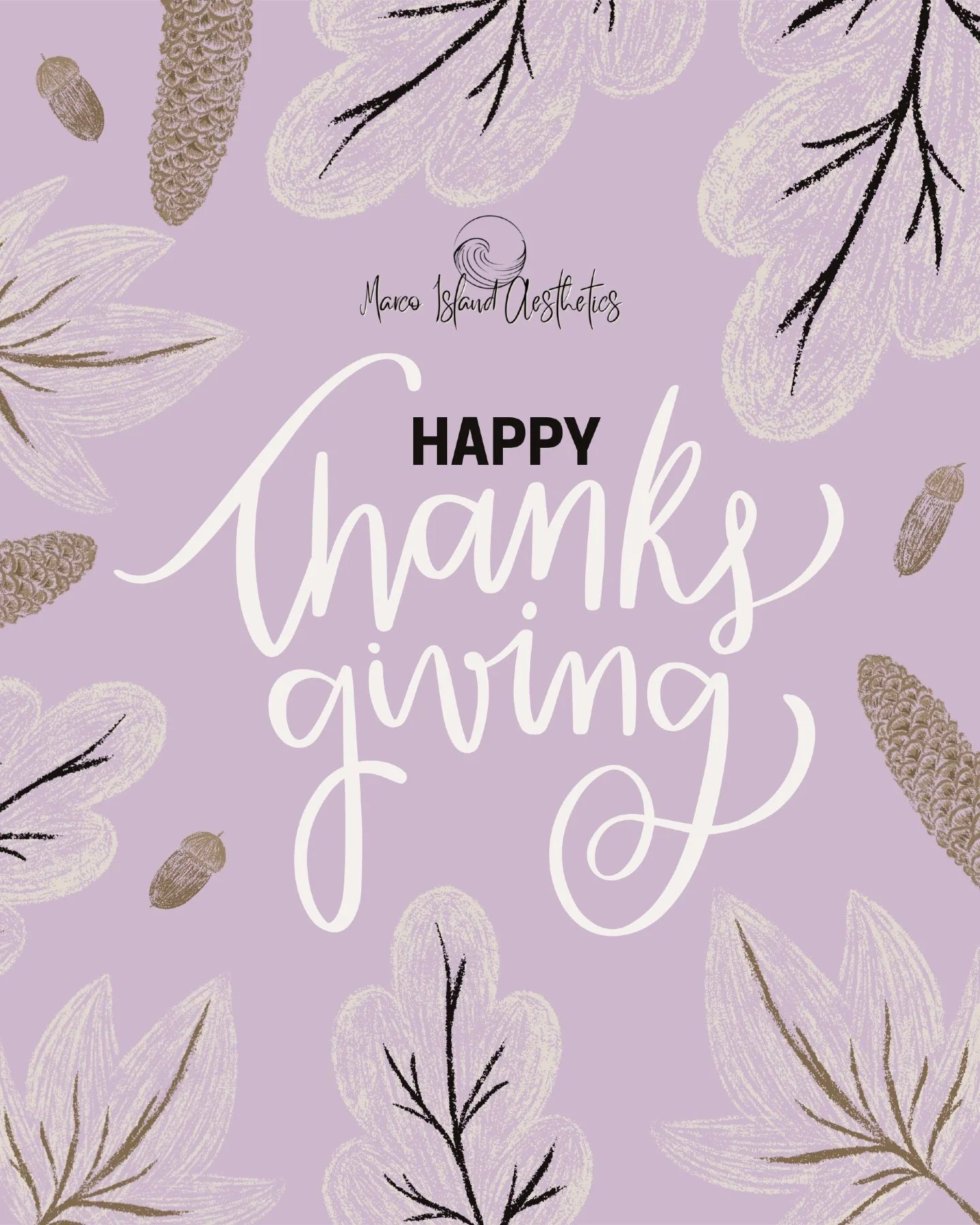 Thankful for beautiful moments and even more thankful for you. Your trust and support mean so much to our little spa. We hope your day is peaceful relaxing and filled with people you love. Happy Thanksgiving from Marco Island Aesthetics.
