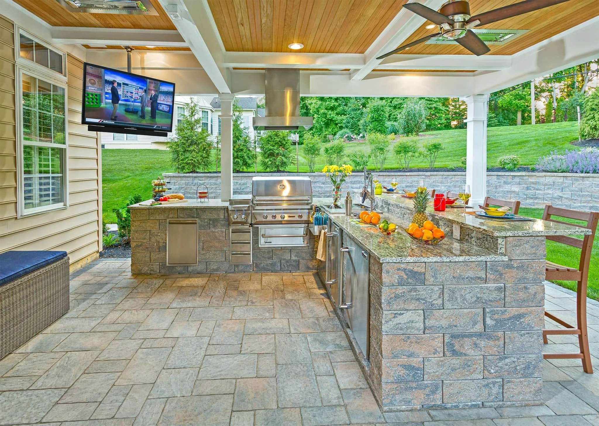 Augusta, GA Outdoor Kitchen custom installation with pavers patio pergola