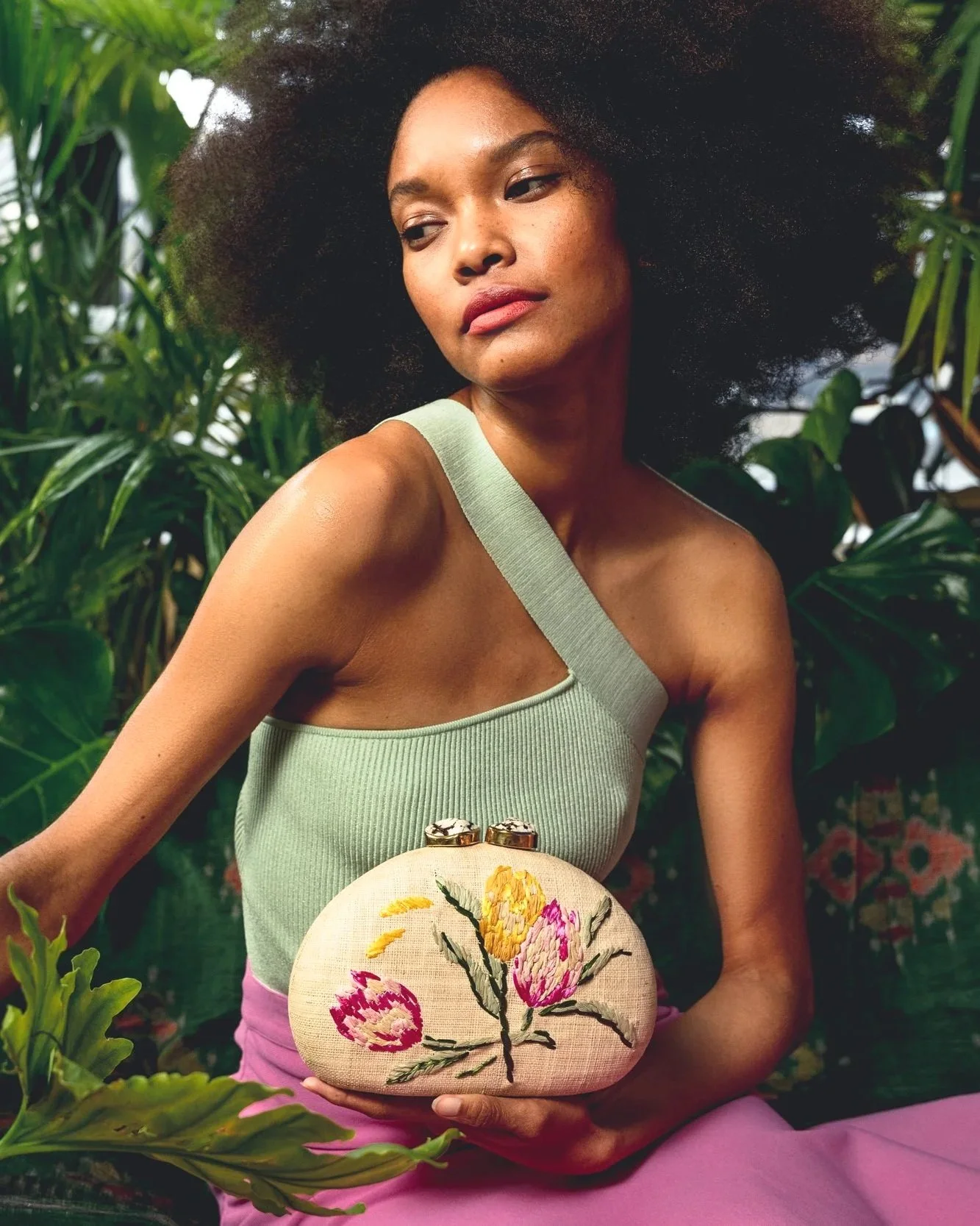 BERNA Dome Clutch - Natural / Pink