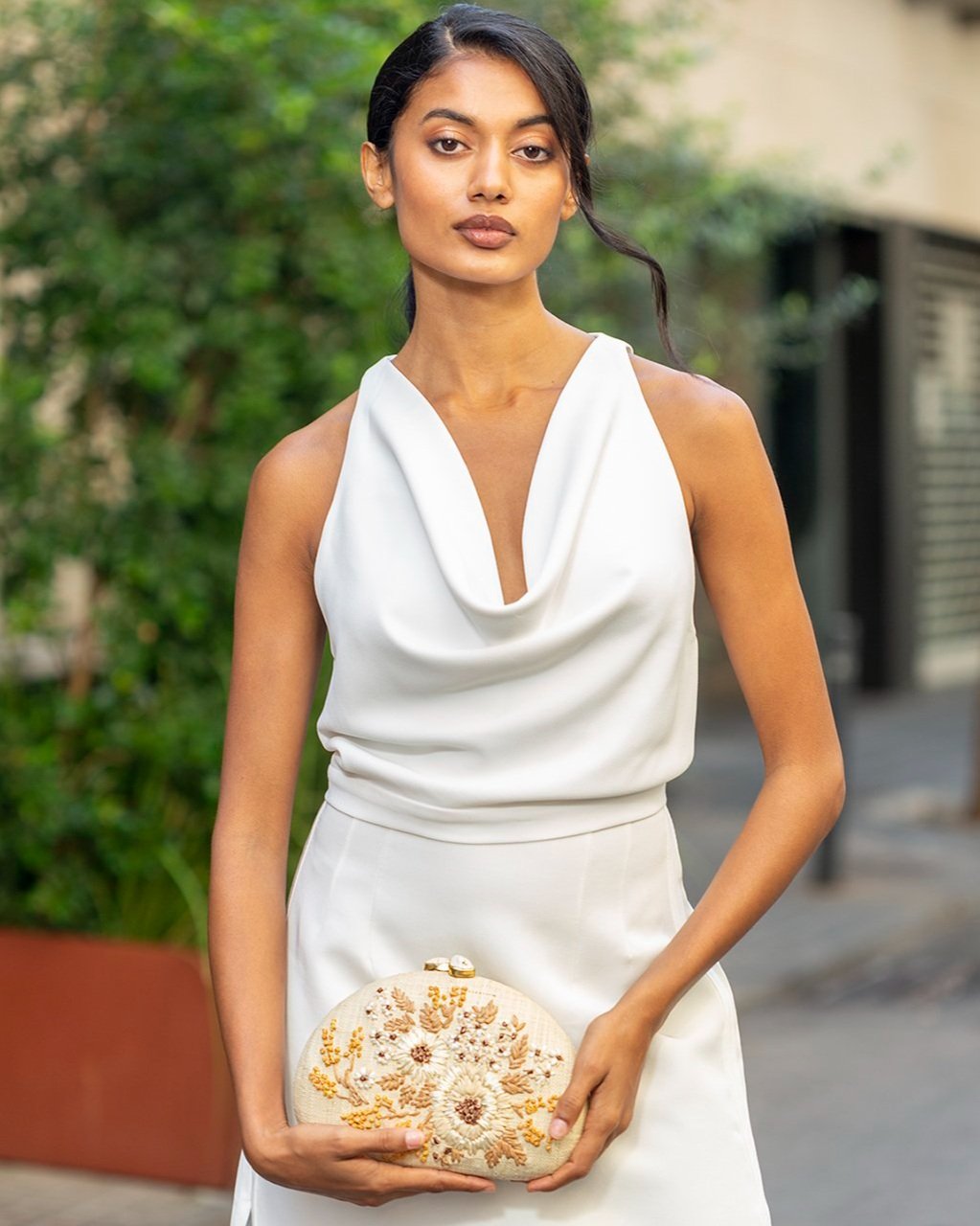 BERNA Dome Clutch - Natural / Ivory
