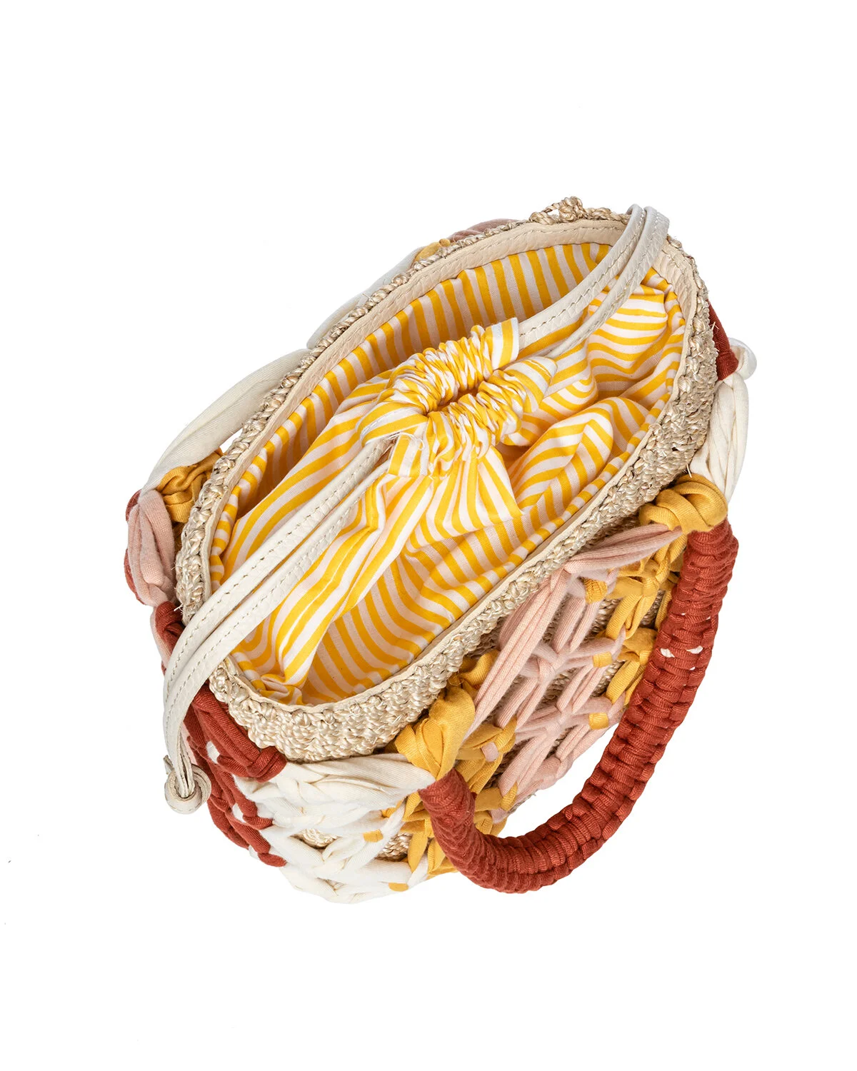 MICHELLE Macramé Bucket Tote - Yellow / Peach