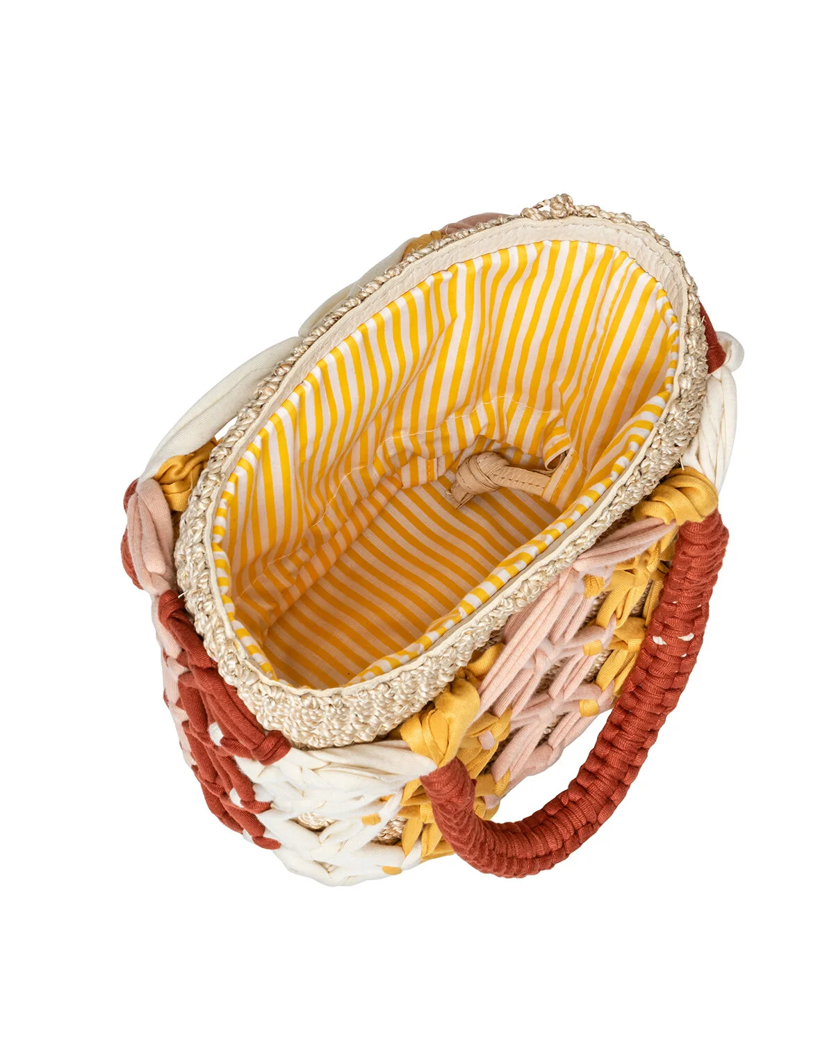 MICHELLE Macramé Bucket Tote - Yellow / Peach
