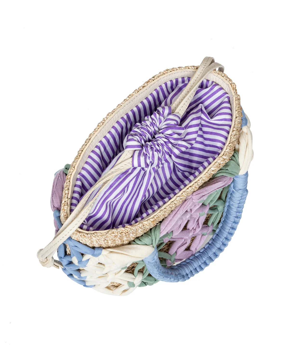 MICHELLE Macramé Bucket Tote - Lilac / Mint