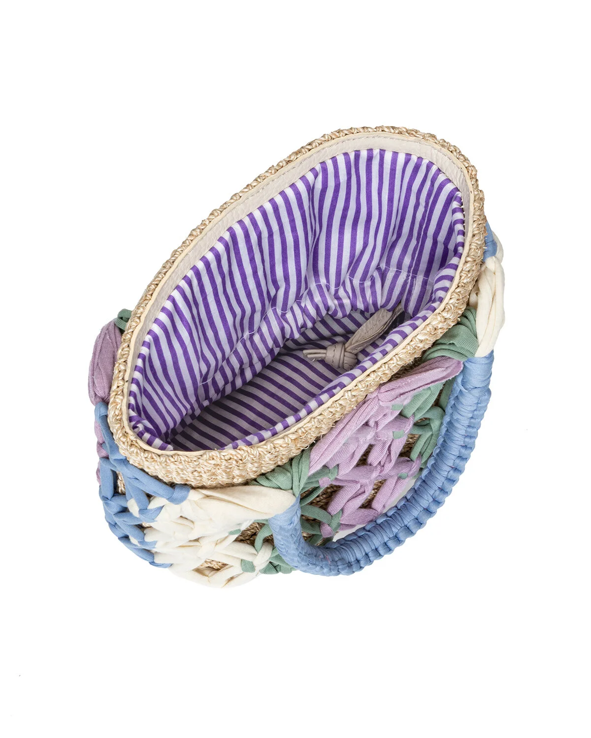 MICHELLE Macramé Bucket Tote - Lilac / Mint