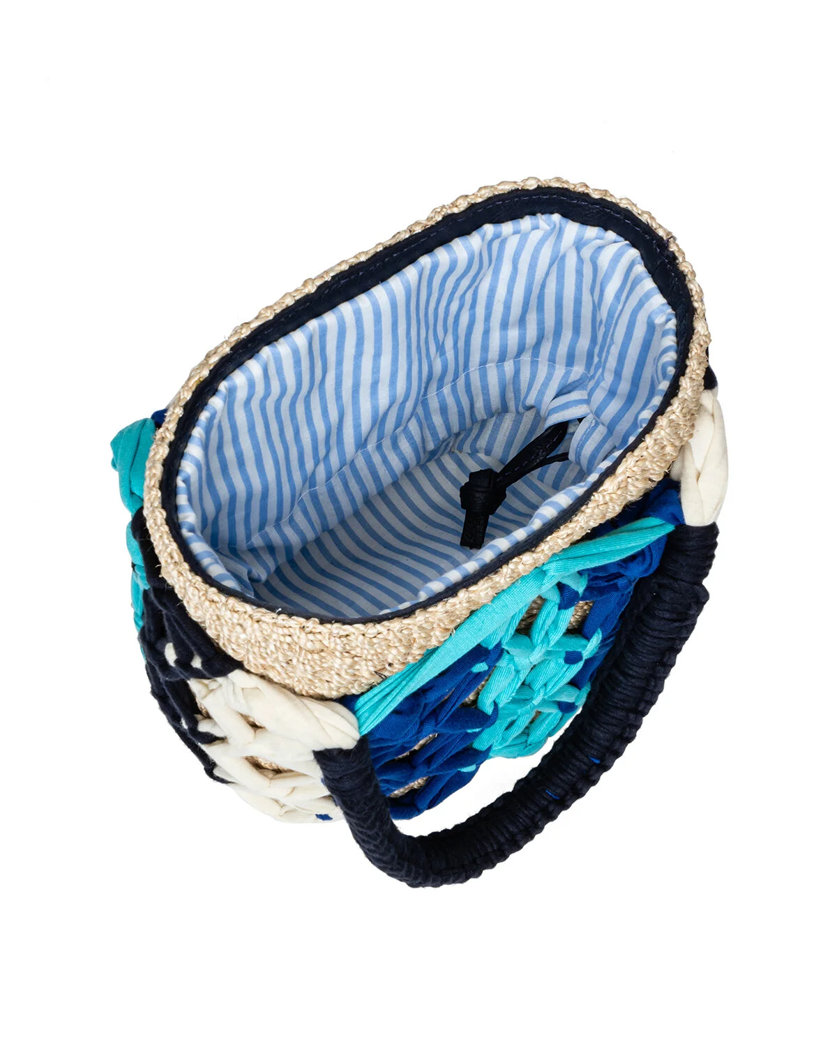 MICHELLE Macramé Bucket Tote - Blue Multi