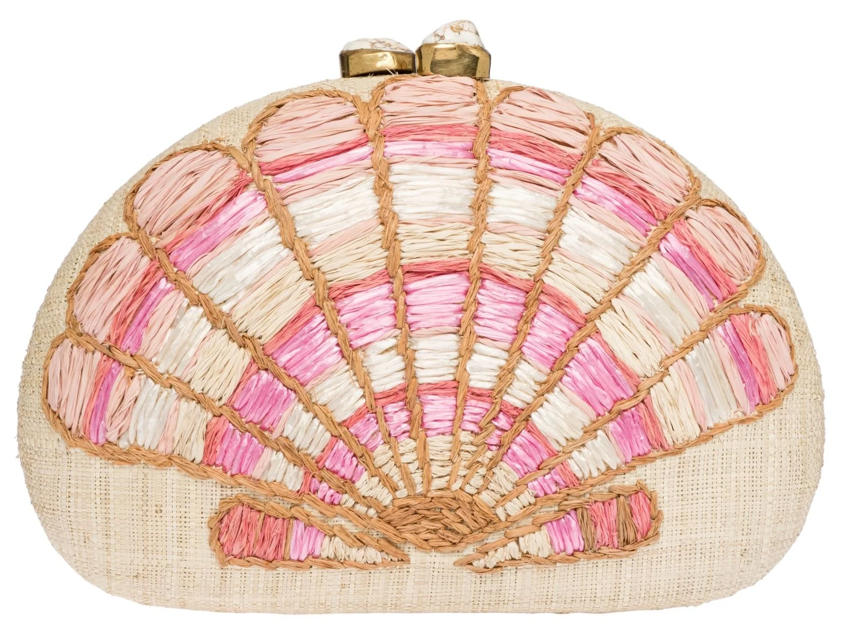 BERNA Dome Clutch - Natural / Coral