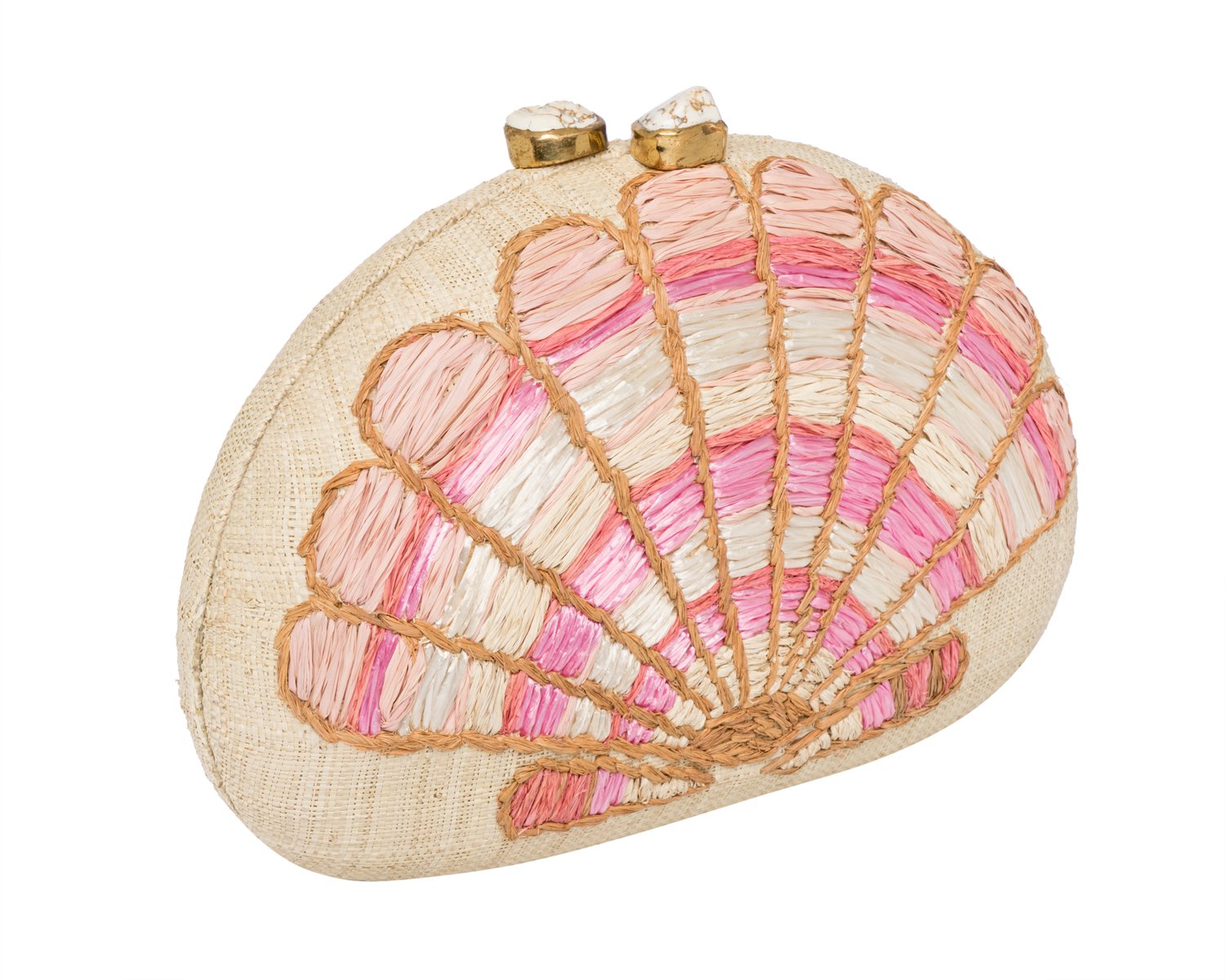 BERNA Dome Clutch - Natural / Coral