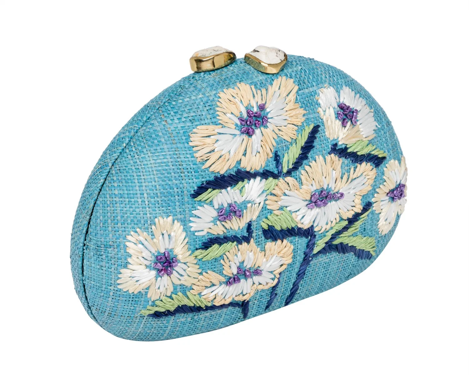 BERNA Dome Clutch - Light Blue / White