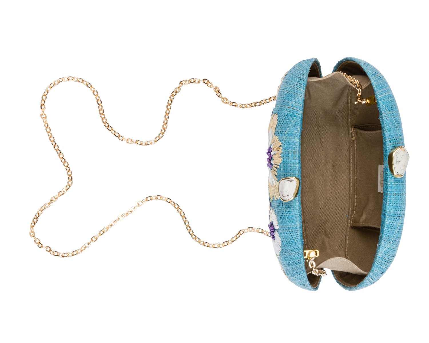 BERNA Dome Clutch - Light Blue / White