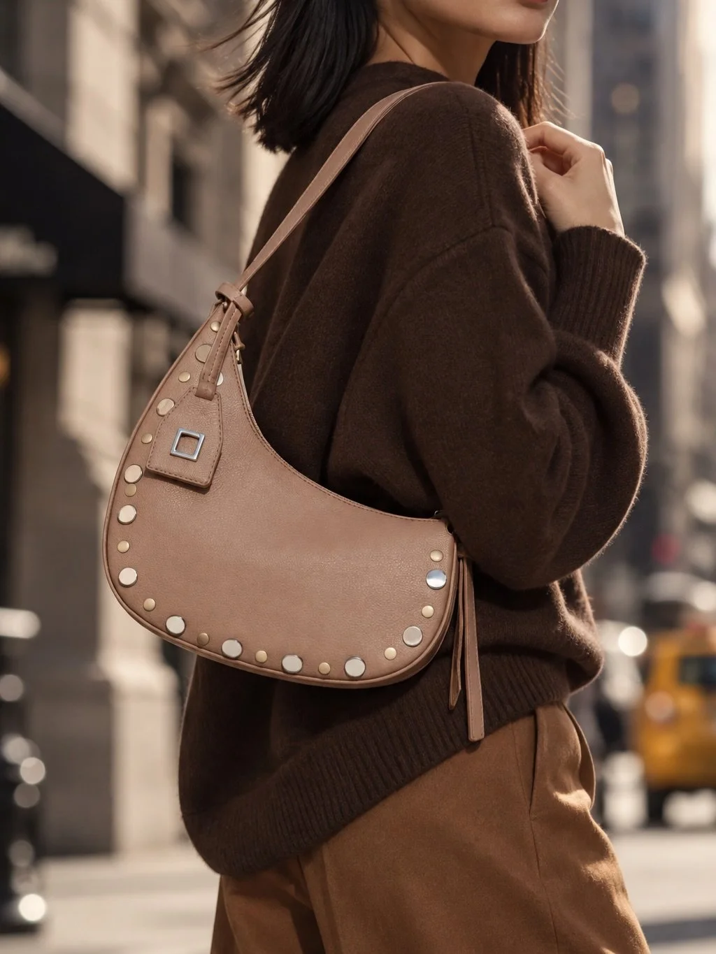 #canitellyou now this feels about right. Who&rsquo;s ready to transition into the fall? 🤎

Meet the #janethobo in rich barley, finished with a mix of gold and silver studs. The soft neutral hue keeps it polished, while the mixed-metal detailing brin