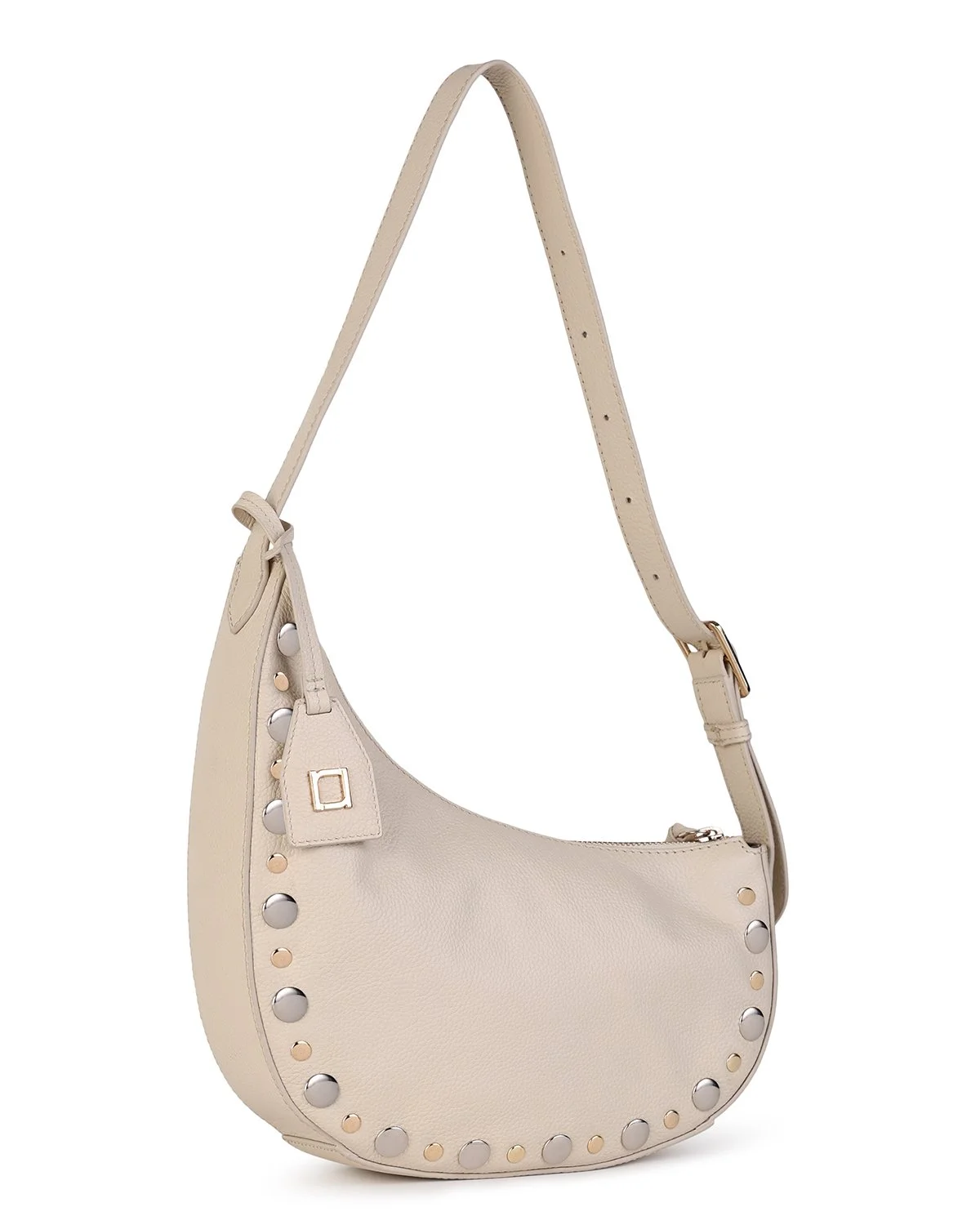 JANET Asymmetric Hobo - Cream/Gold/Silver