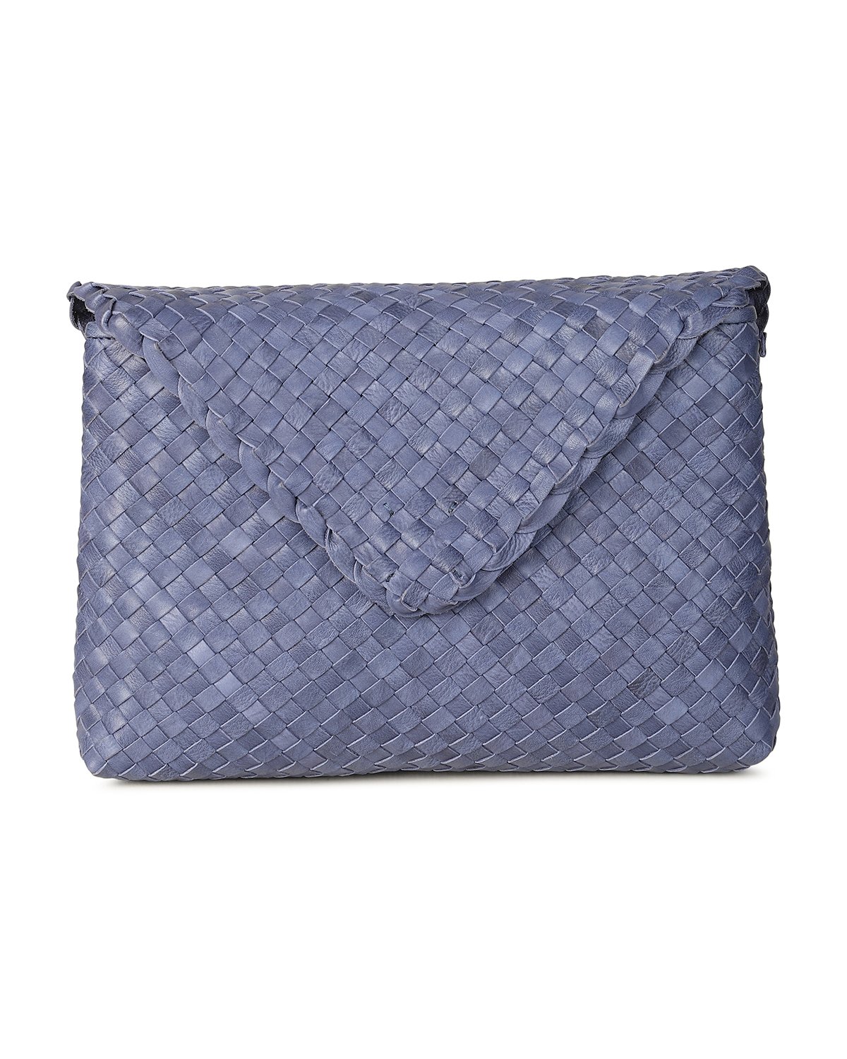 JAMIE Envelope Clutch denim blue handwoven leather Rafe bag