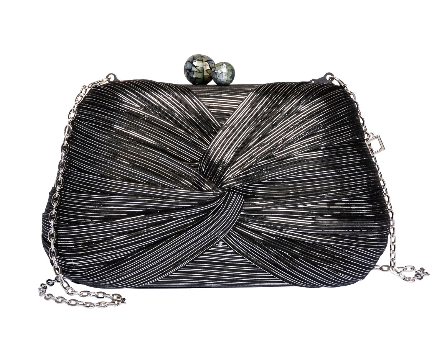 Rosie Draped Clutch - Black and Silver