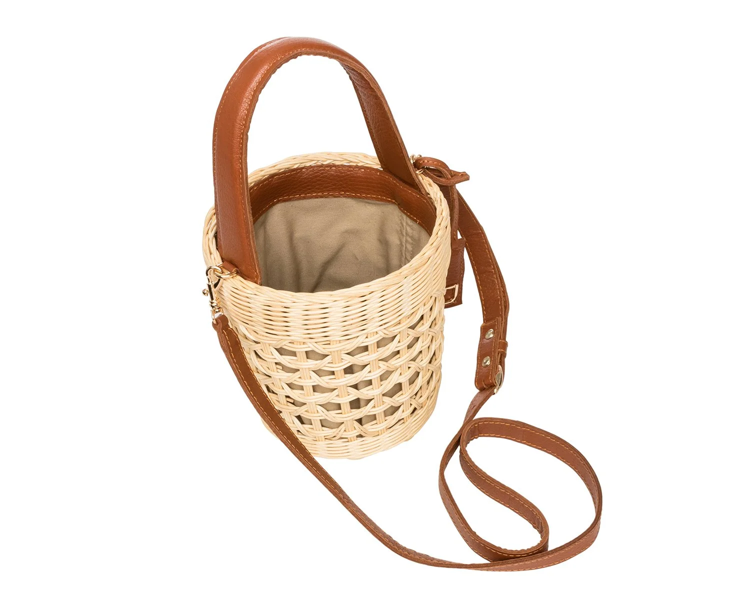 BIANCA Bucket Bag - Natural / Cognac