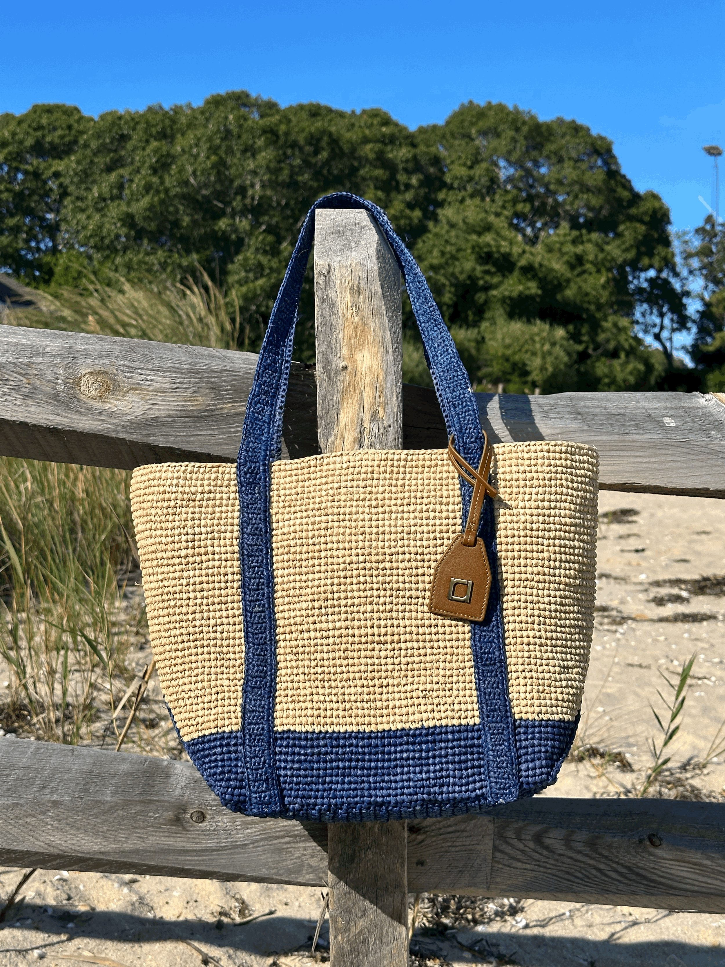 BOAT TOTE Large - Natural / Royal Blue
