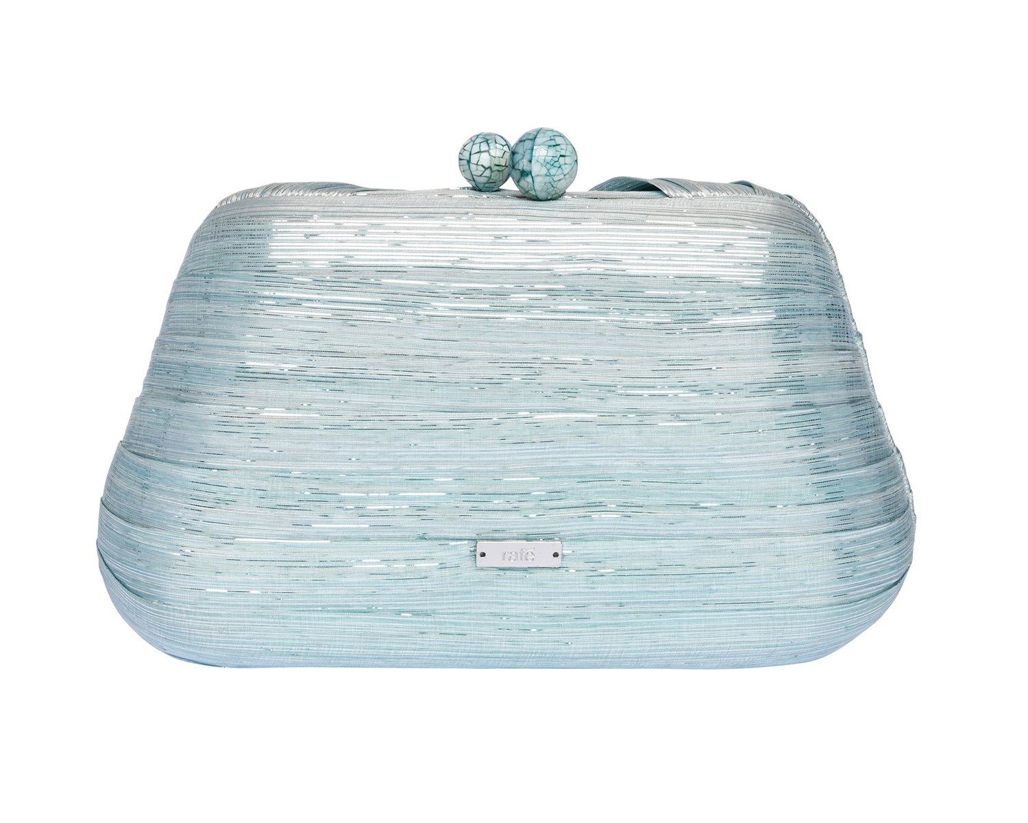 ROSIE Draped Clutch - Sky Blue and Silver