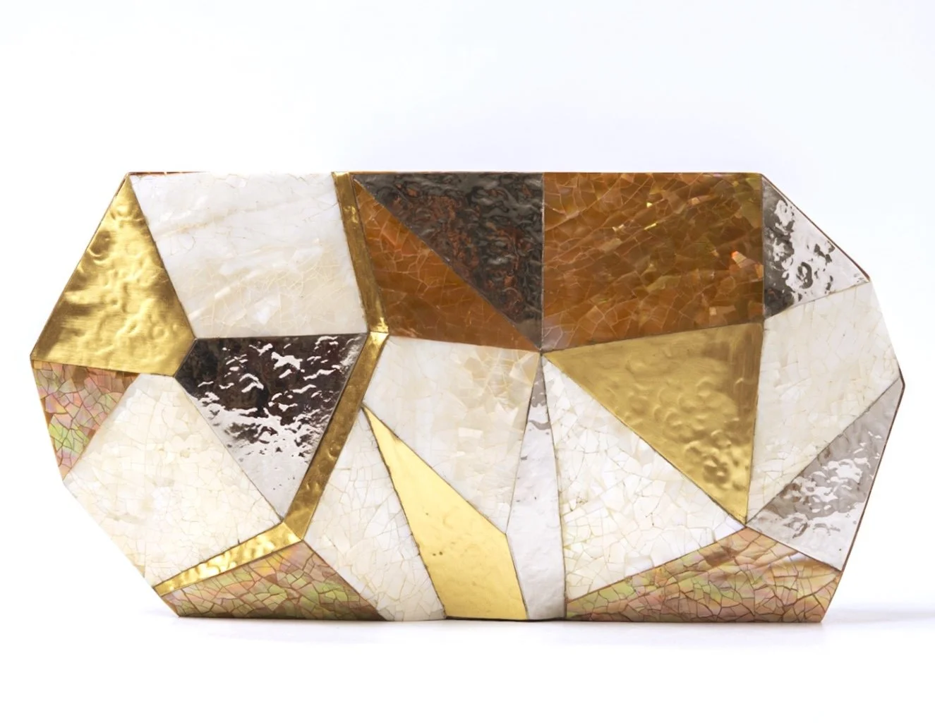 VIVIENNE Faceted Minaudiere - Gold / Silver/ White
