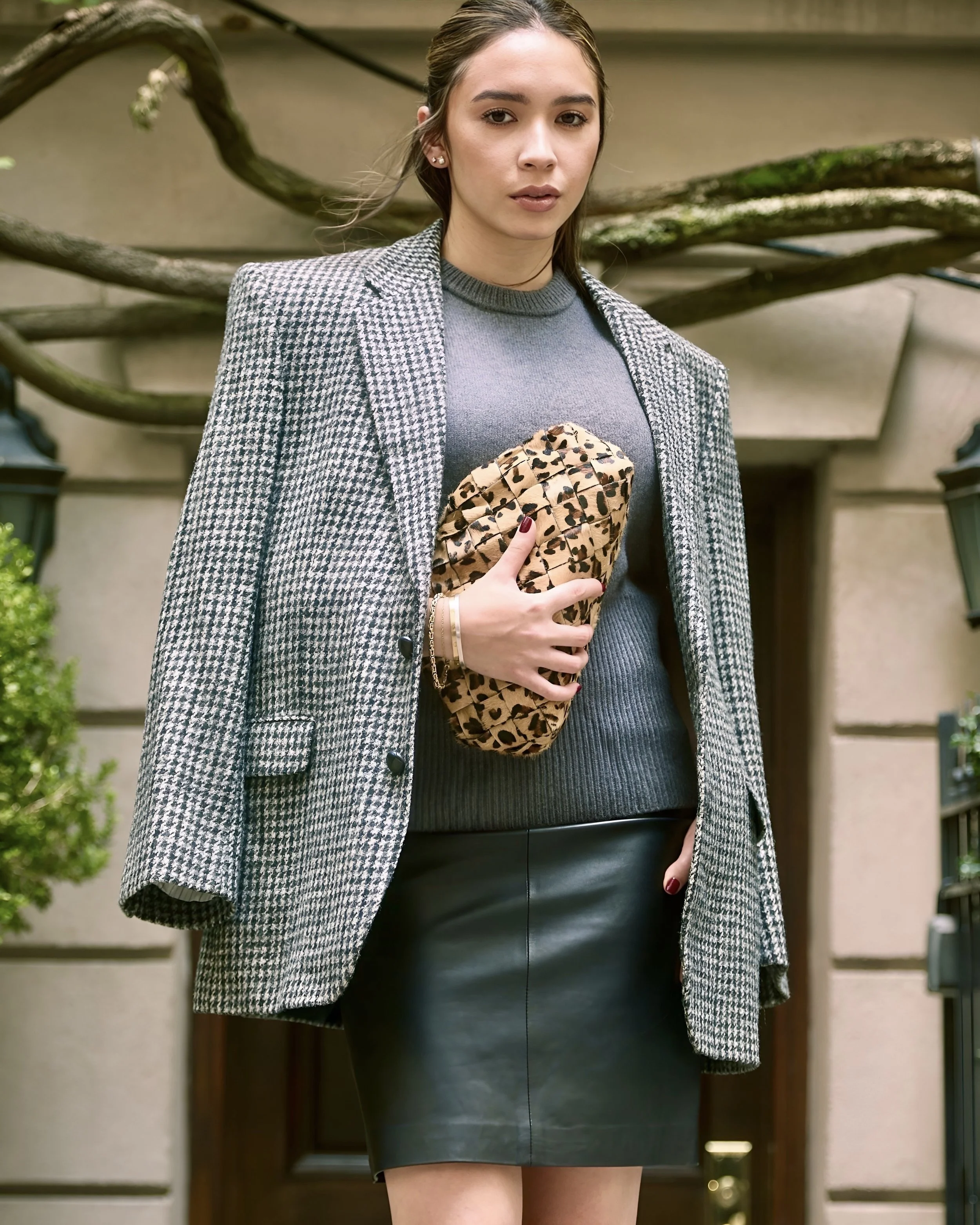 AYA Handwoven Frame Clutch - Leopard Print