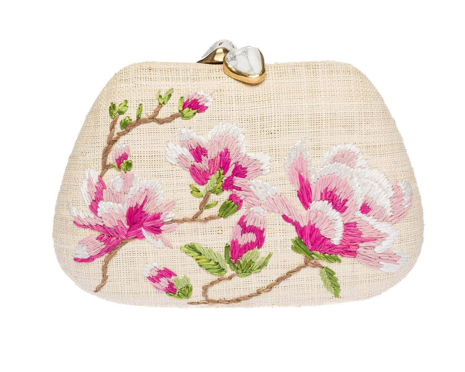 TAMU Bean Clutch - Natural / Pink