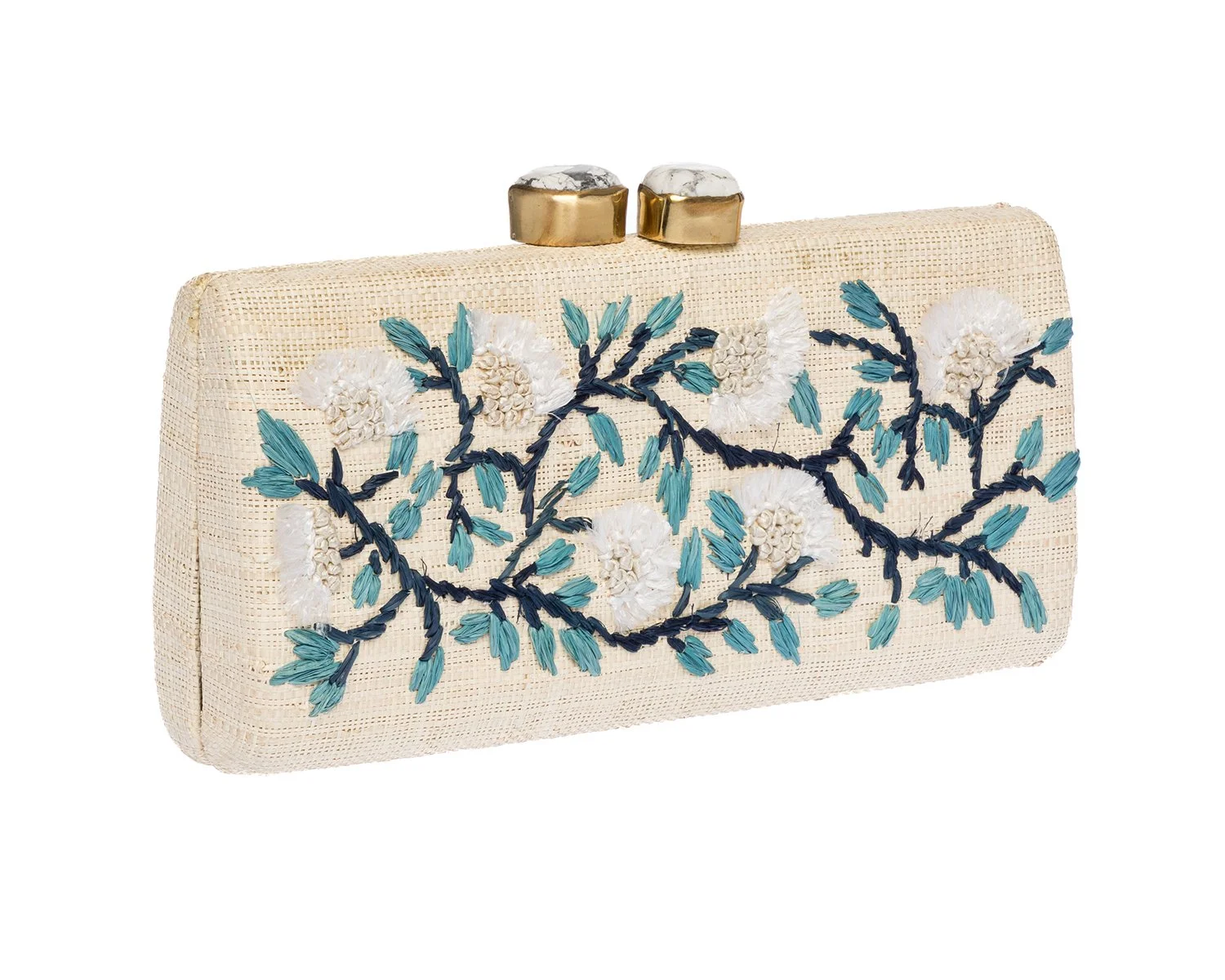 ALESSANDRA Long Clutch - Natural / Blue