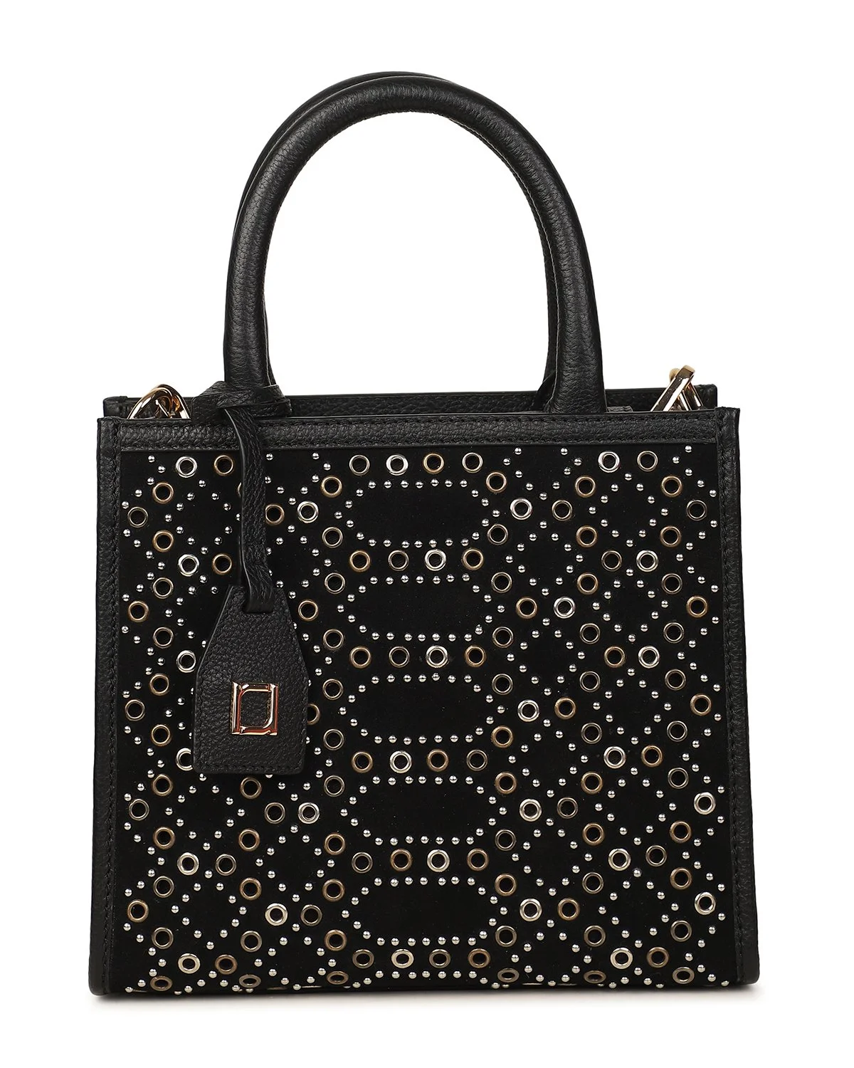 AYESHA Small Tote Crossbody - Black/Gold/Silver