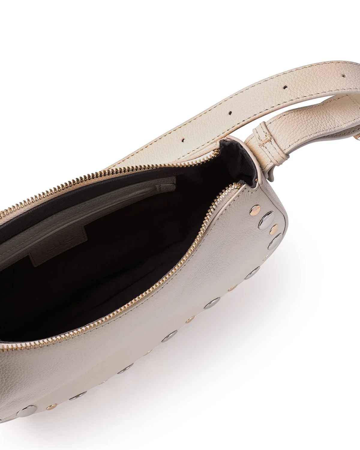 JANET Asymmetric Hobo - Cream/Gold/Silver