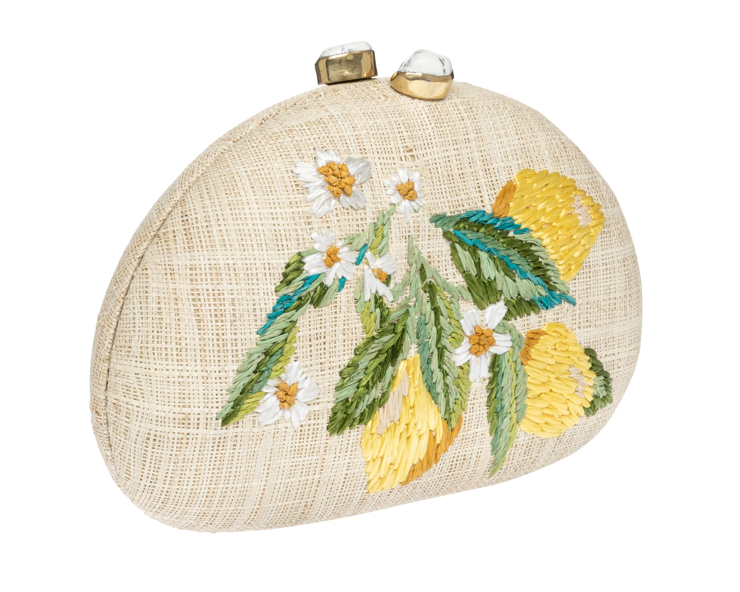 BERNA Half Moon Clutch - Natural / Yellow