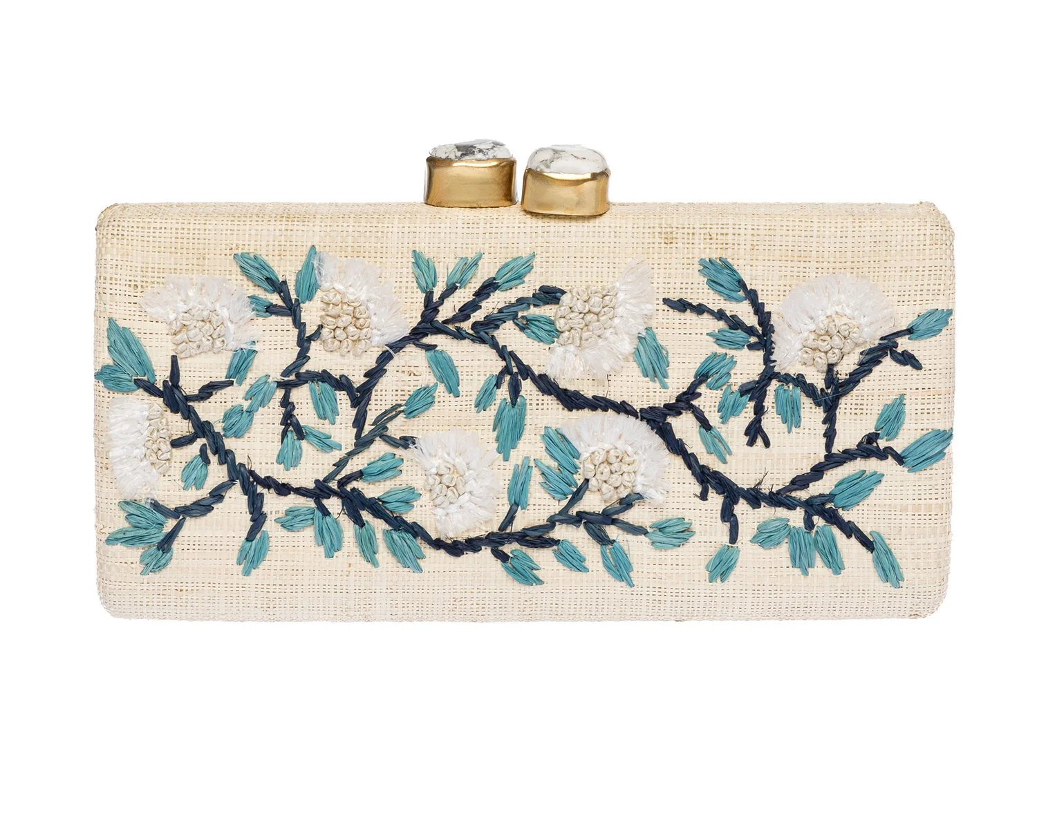 ALESSANDRA Long Clutch - Natural / Blue