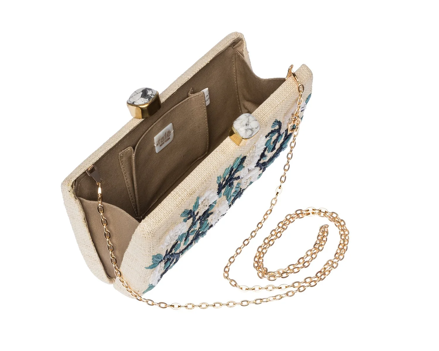 ALESSANDRA Long Clutch - Natural / Blue