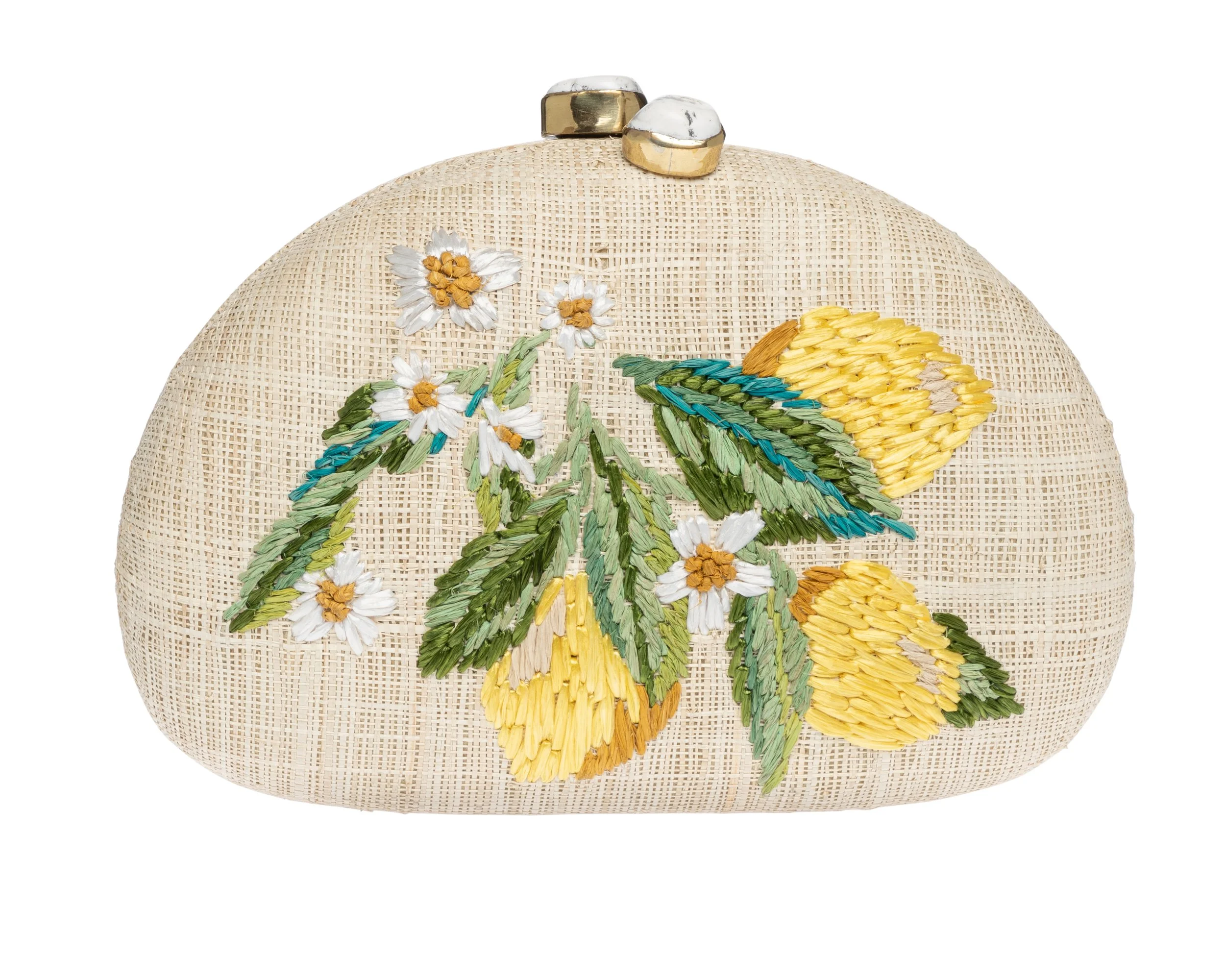 BERNA Half Moon Clutch - Natural / Yellow