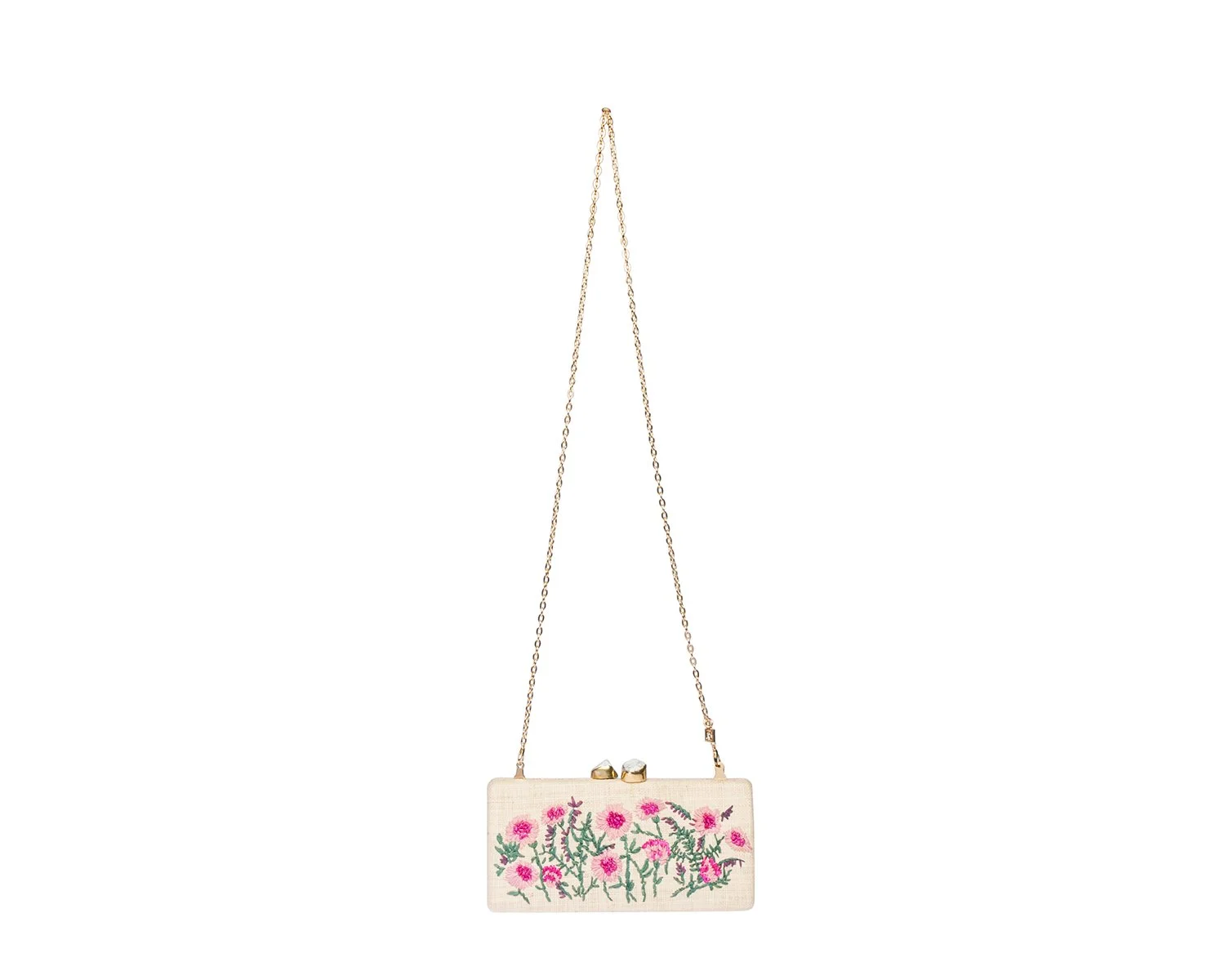 ALESSANDRA Long Clutch - Natural / Pink / Green