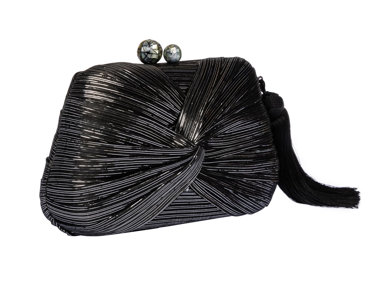 Rosie Draped Clutch - Black and Silver