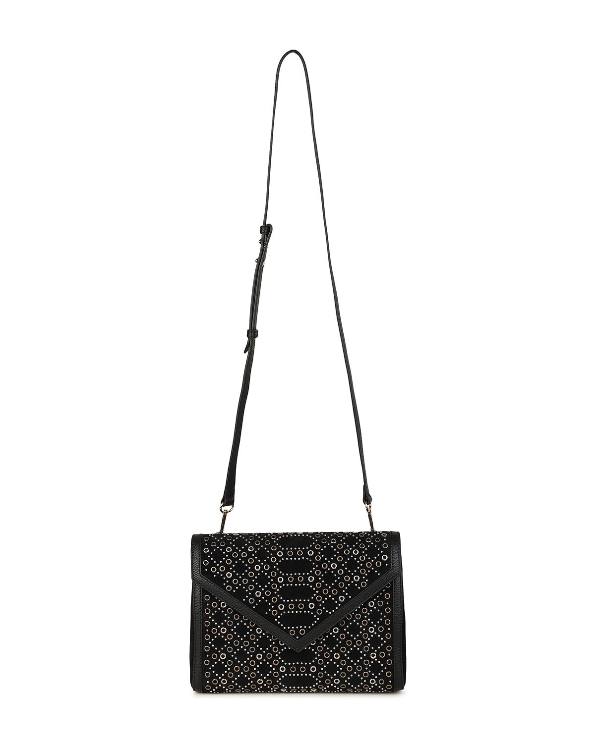 JAMIE Envelope Clutch - Black / Gold / Silver