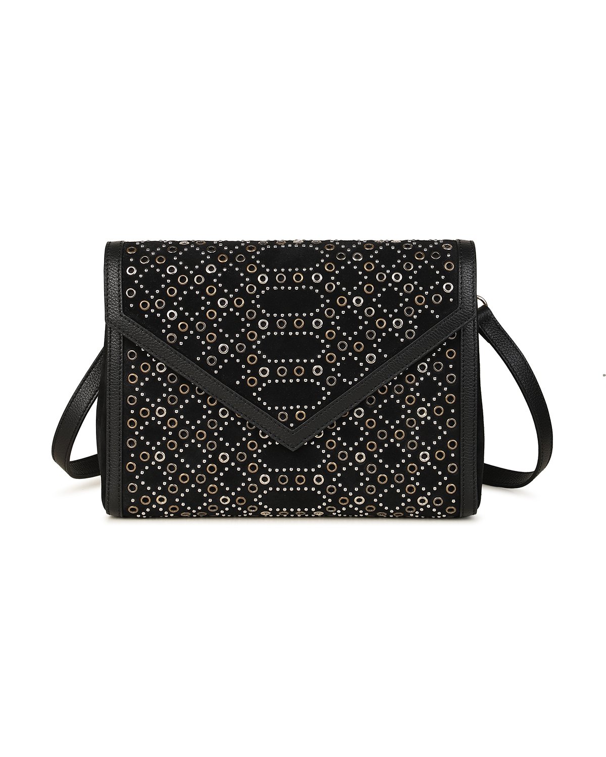 JAMIE Envelope Clutch - Black / Gold / Silver