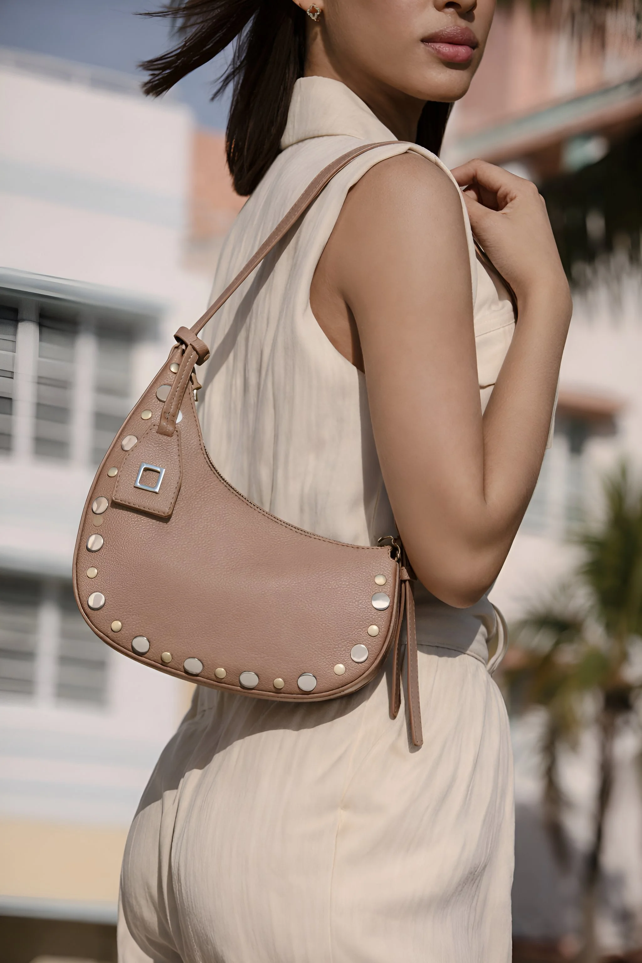 JANET Asymmetric Hobo - Barley/Gold/Silver