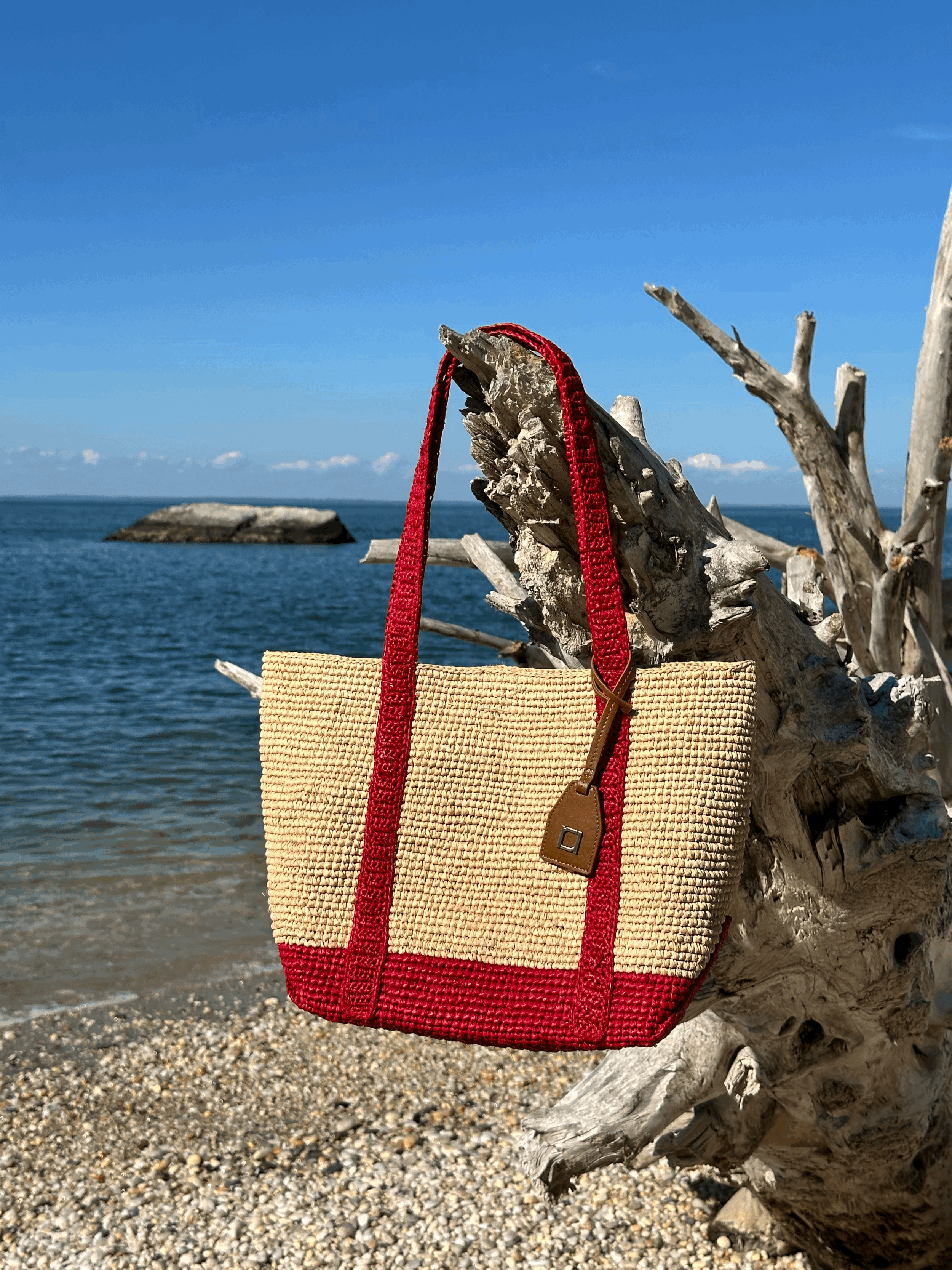 BOAT TOTE Large - Natural / Red