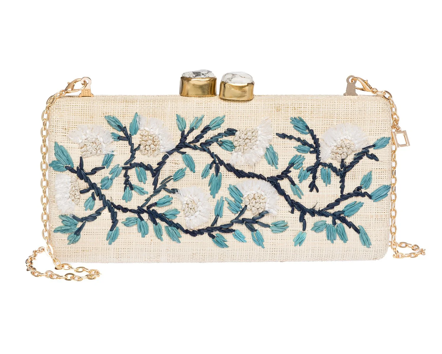 ALESSANDRA Long Clutch - Natural / Blue