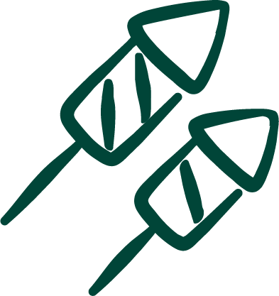 Illustratie van twee vuurwerkpijlen