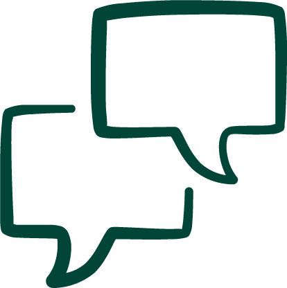 Twee overlappende tekstballonnen in groen.