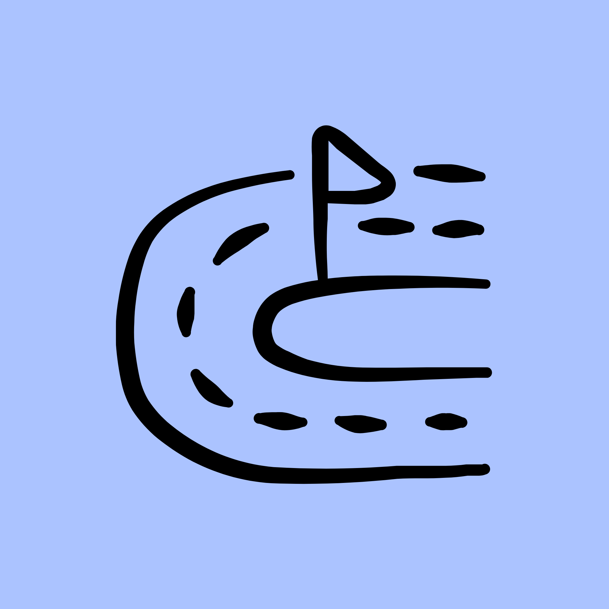 Illustratie van een racebaan met start- en eindpunt, vlaggetjes icoon. Achtergrond is lichtblauw.