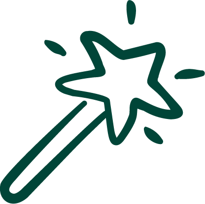 Illustratie van een toverstok met een stervormige uiteinde.