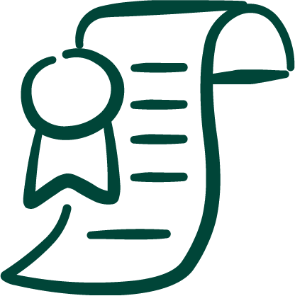 Illustratie van een rol papier met een zegel, suggereert een certificaat of document.