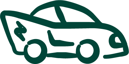 Schematische tekening van een elektrische auto