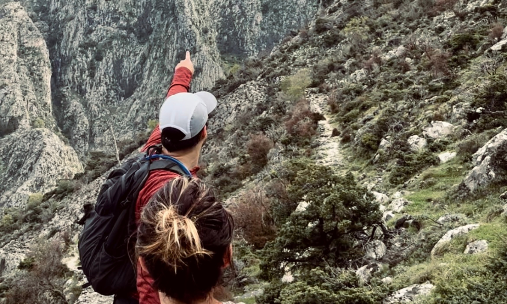 Trail to Machu Picchu with two trekkers