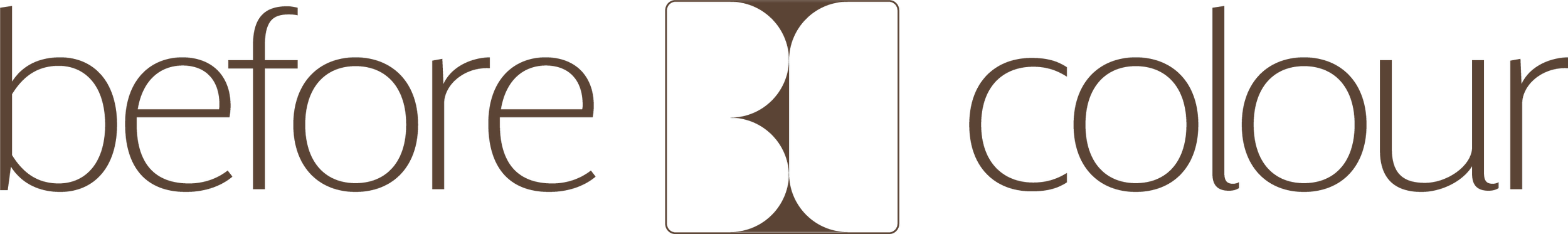 The logo includes the words 'before' and 'colour' in lowercase, with a rectangular icon featuring a triangle in the middle positioned between the words.