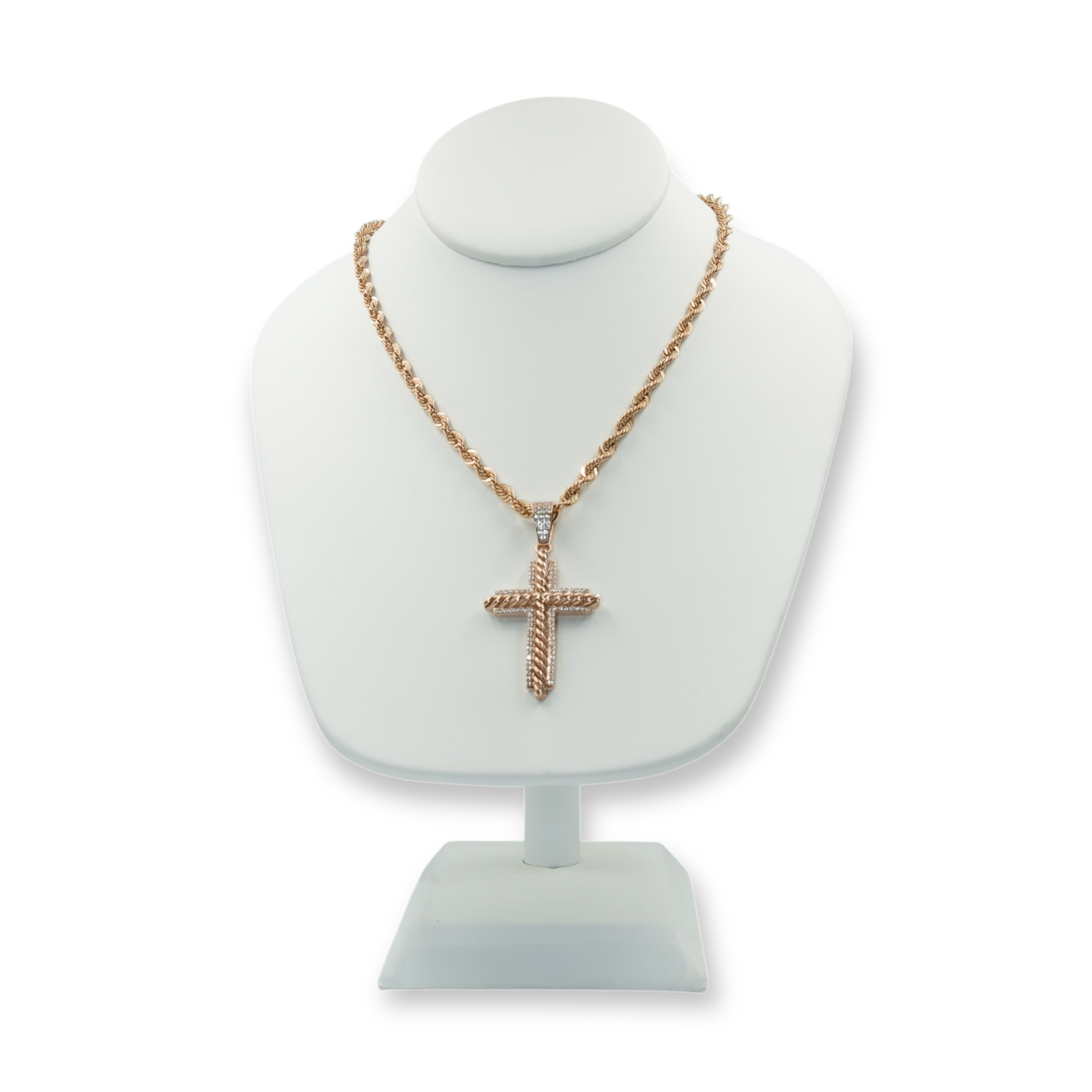 Croix Torsadée Or Rose